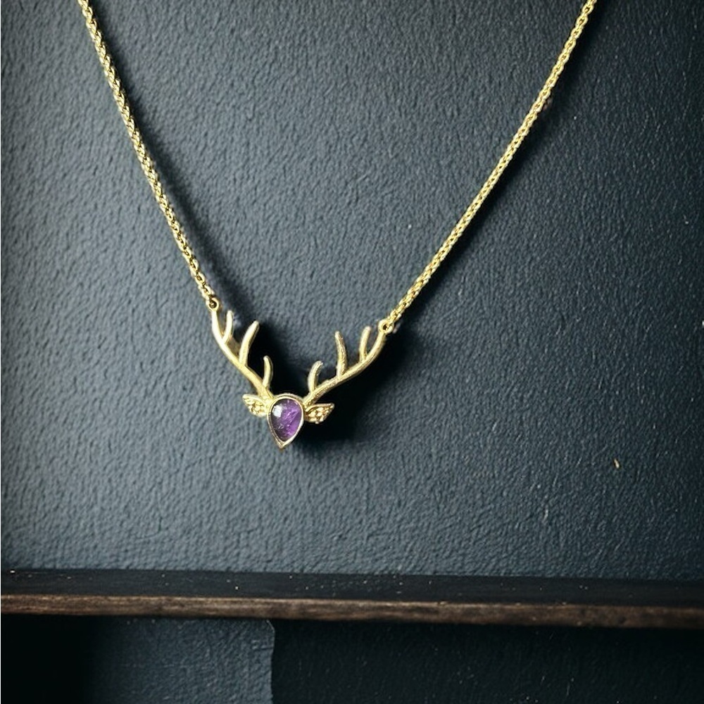 Amethyst Deer Head Necklace - Picture 2 of 6